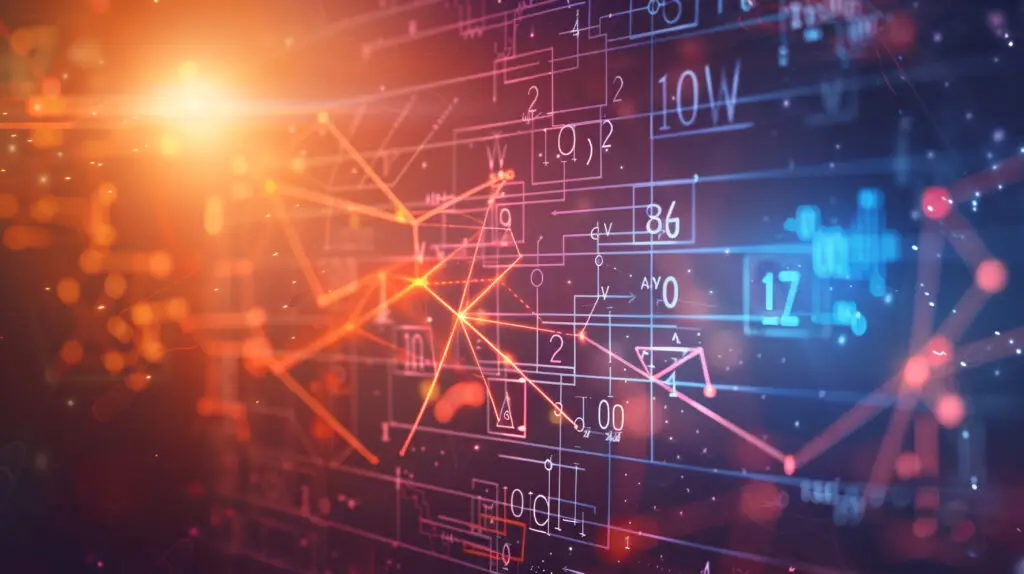 a colorful image of a computer screen with a lot of numbers and lines